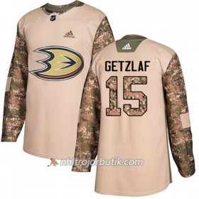 Män Ishockey Anaheim Ducks Tröja Ryan Getzlaf 15 Adidas 2017-2018 Camo Veterans Day Practice Authentic